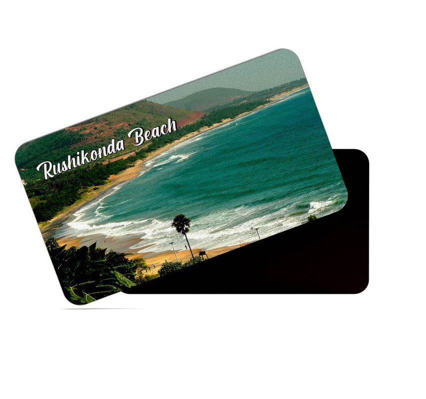 dhcrafts Rectangular Rubber Fridge Magnet / Magnetic Card Multicolor Andhra Pradesh Rushikonda Beach Design Pack of 1 (8.6cm x 5.4cm)